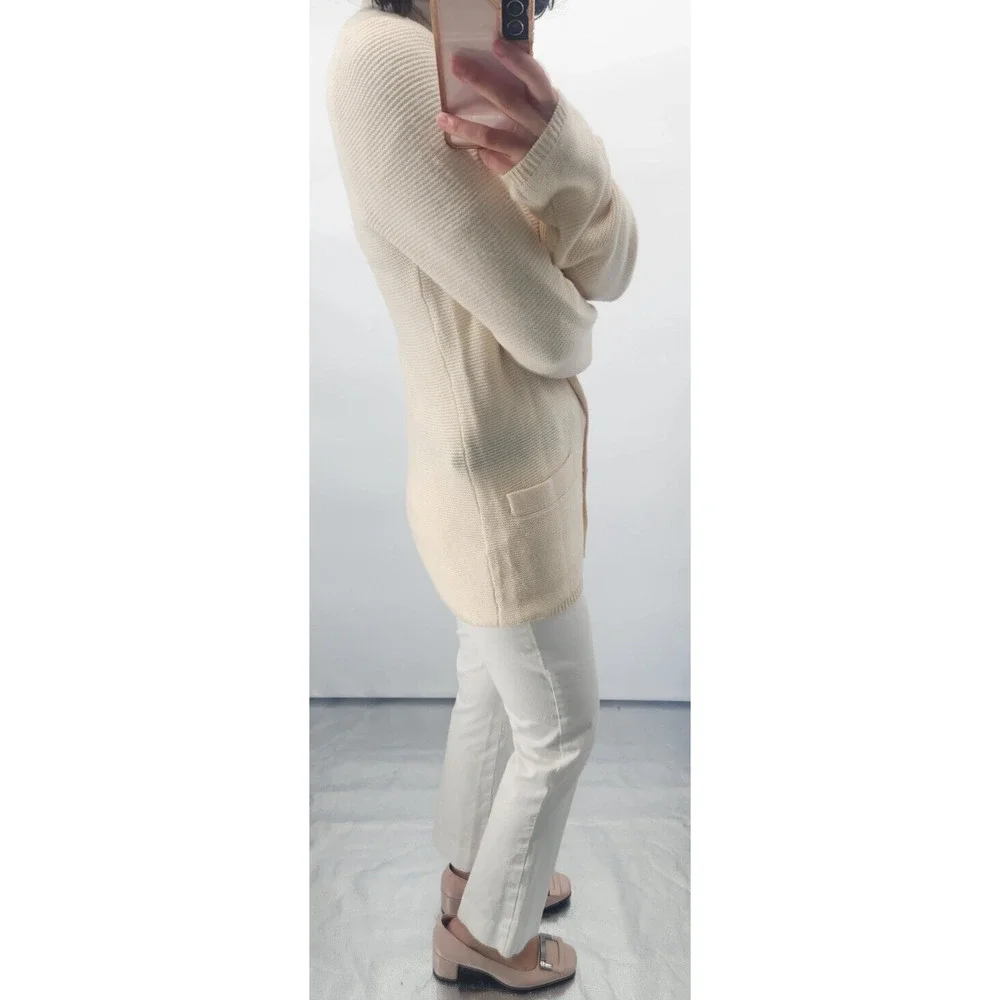 Tory Burch 100% Cashmere Logo Button Cardigan Size S Ivory #1K452